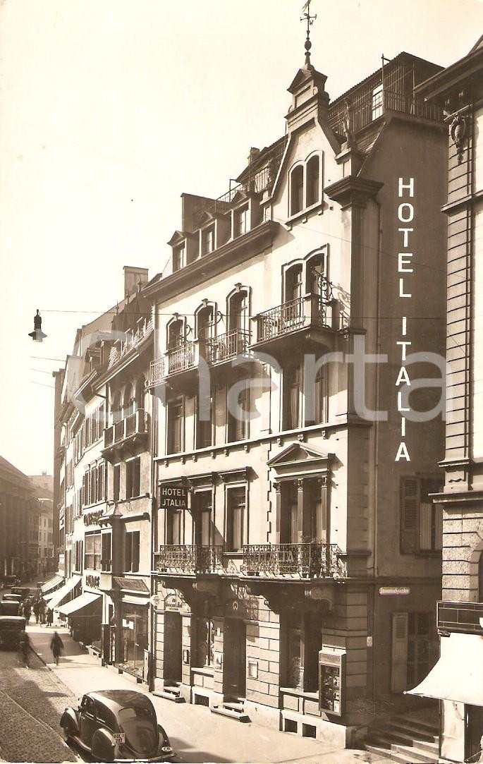 Cartolina originale da collezione 1955 ca BASEL SVIZZERA Hotel ITALIA  VOLKSWAGEN BEETLE Cartolina FP NV 1