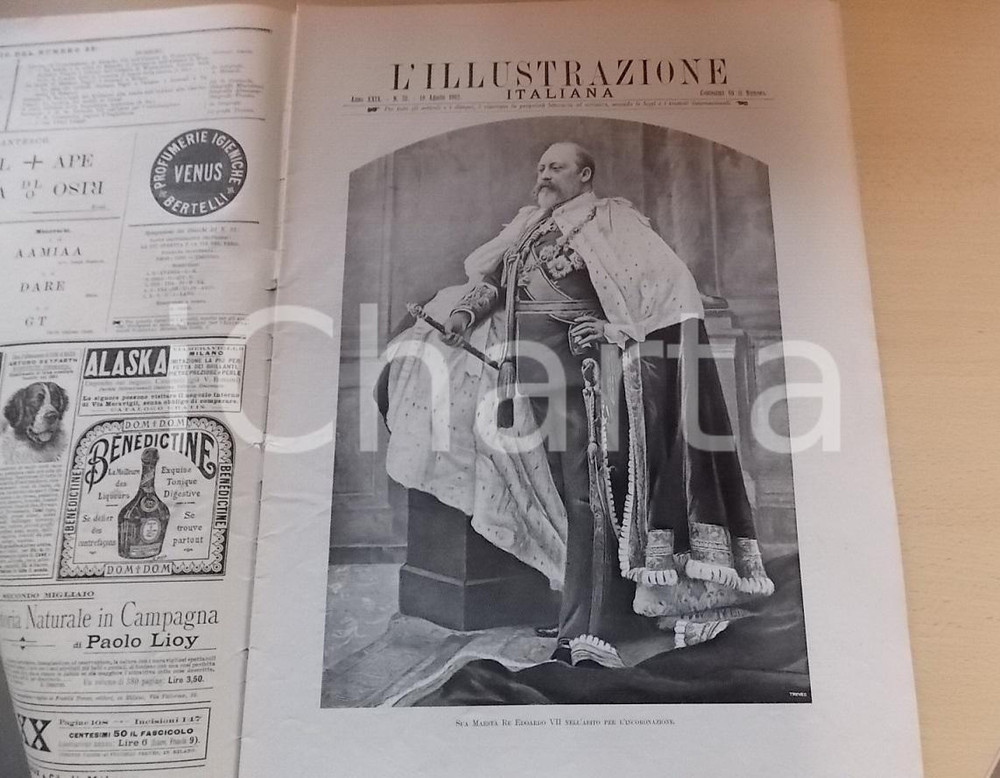 Giornale, rivista storica 1902 L ILLUSTRAZIONE ITALIANA Incoronazione di Edoardo VII Sovracoperta n. 32 1
