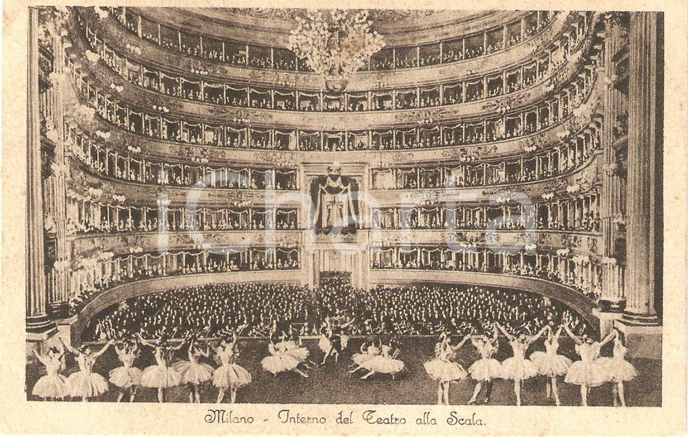 Cartolina originale da collezione 1930 ca MILANO Interno Teatro alla SCALA durante un balletto Cartolina FP NV 1