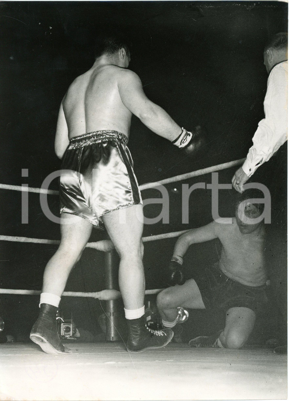 1953 NOTTINGHAM - BOXE heavyweight - Don COCKELL knocking down Tommy FARR *Photo