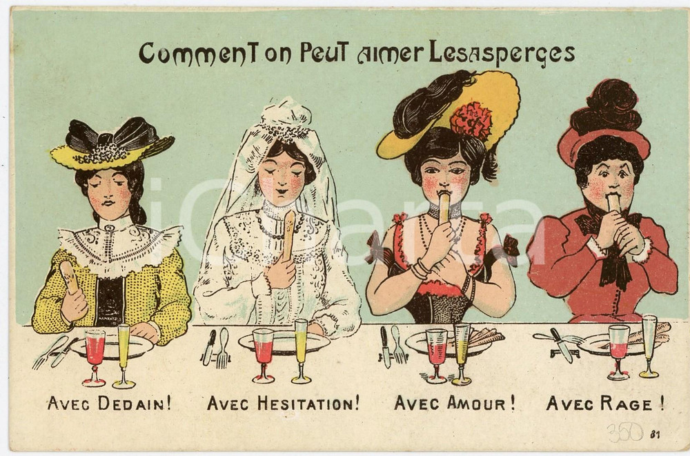 1900 FRANCE Comment on peut aimer les asperges - Carte postale EROTIQUE vintage  Cartolina postale d'epoca, non viaggiata.CONDIZIONI: GFORMATO: FP    originale e autentica 1