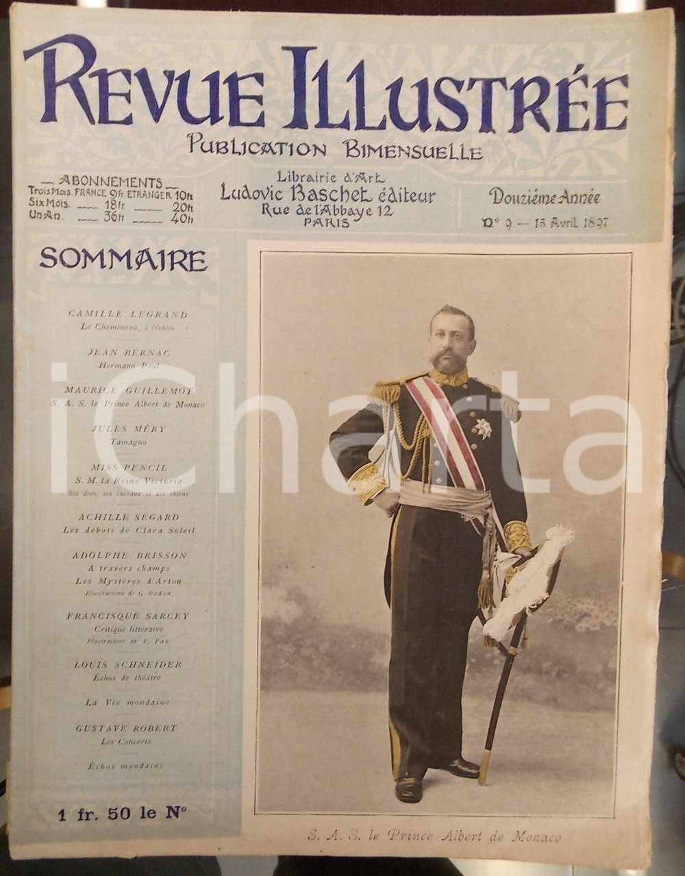 Giornale, rivista storica 1897 REVUE ILLUSTREE Le prince Albert de MONACO Année XII n° 9 DANNEGGIATA 1