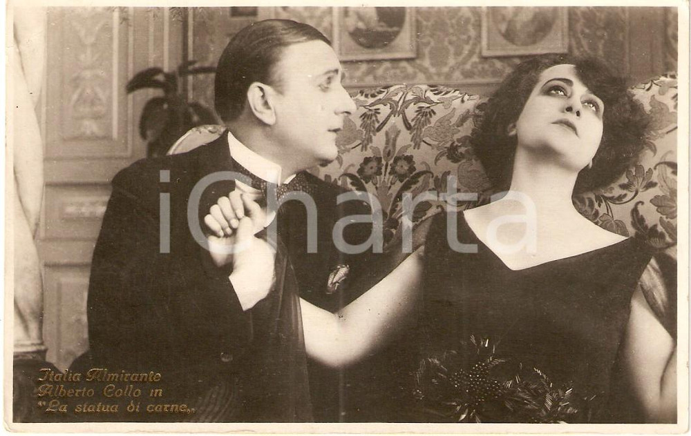 Cartolina originale da collezione 1921 STATUA DI CARNE Italia ALMIRANTE Alberto COLLO *Cartolina 1
