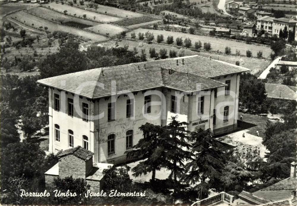 Cartolina originale da collezione 1960 ca CASTIGLIONE DEL LAGO PG Scuole elementari di POZZUOLO UMBRO FG NV 1
