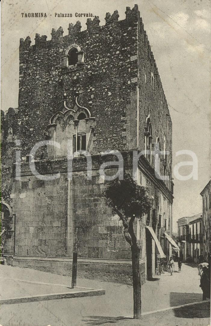 Cartolina originale da collezione 1925 ca TAORMINA ME Veduta di palazzo CORVALA Cartolina postale ANIMATA NV 1