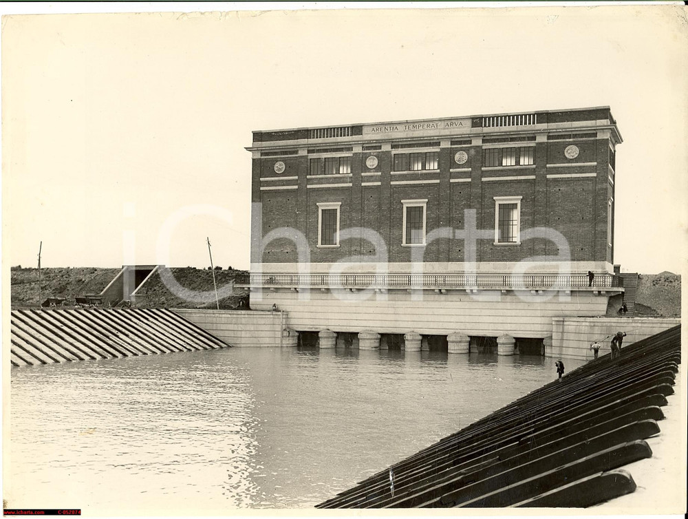 Fotografia d'epoca originale 1920 BORETTO (RE) Costruzione chiavica a FROLDO CROCE 1