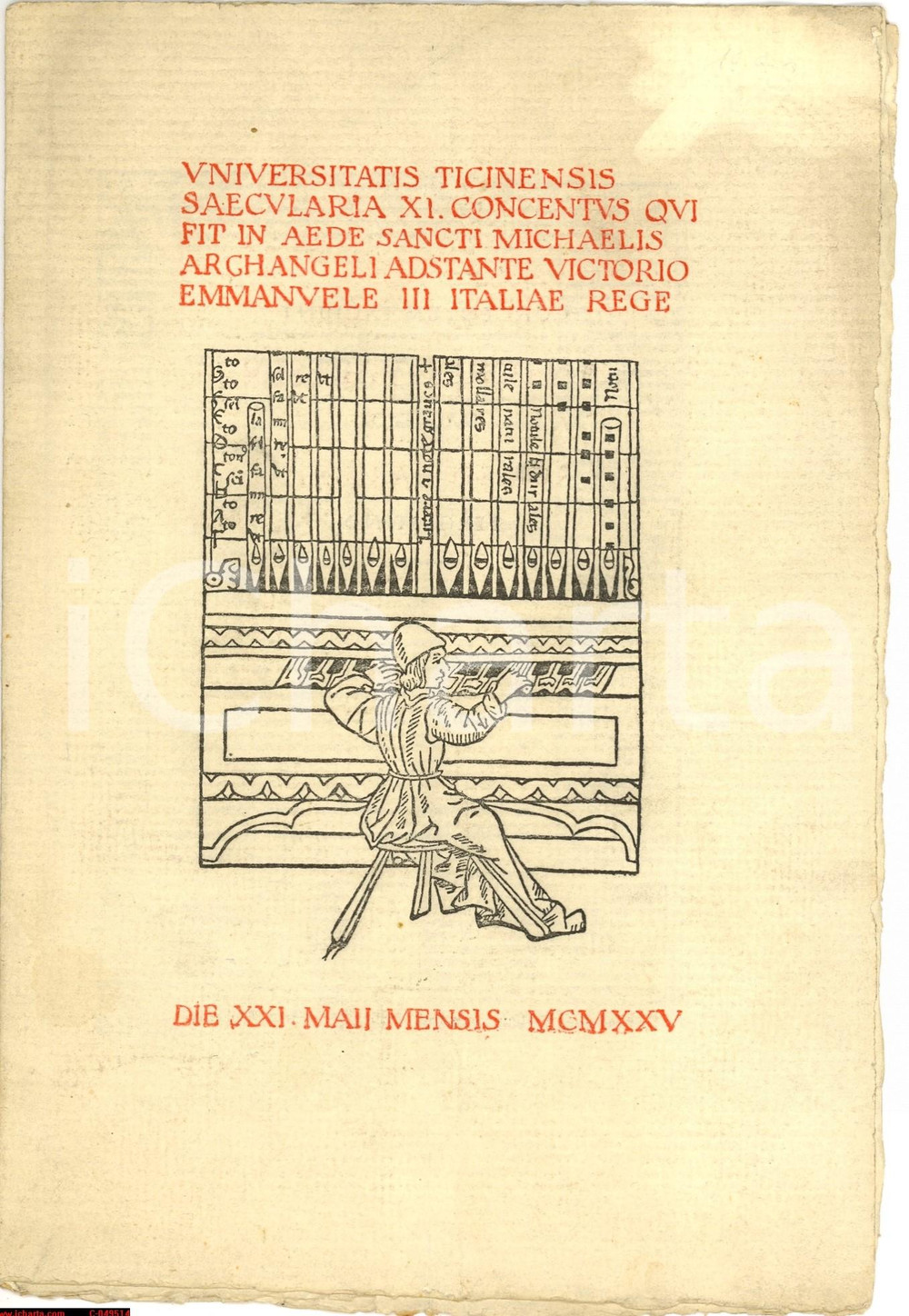 Materiale pubblicitario d’epoca 1925 PAVIA Concerto Romeo BARTOLI Globus Gaffurianus 1