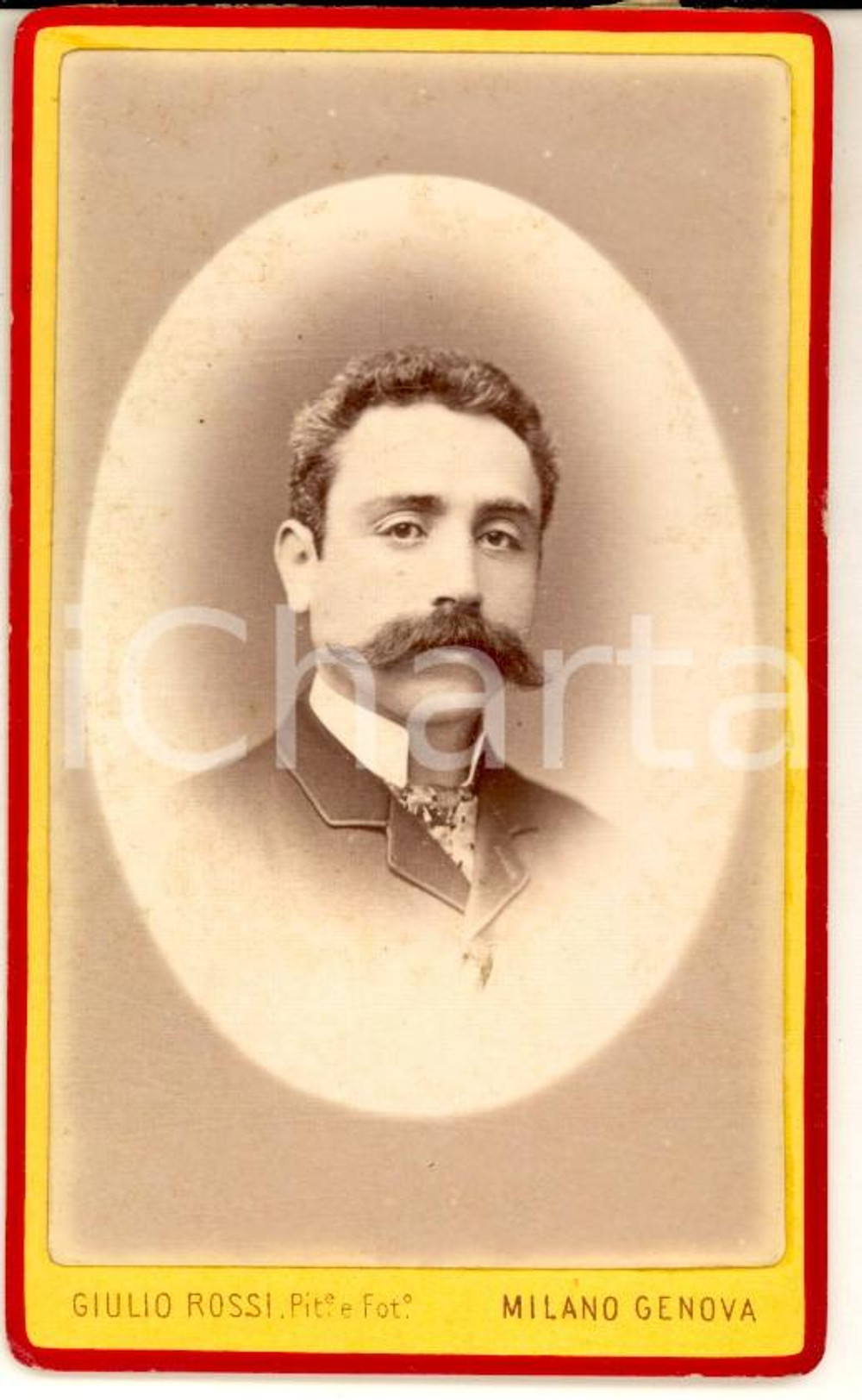 Fotografia d epoca originale 1870 ca GENOVA Ritratto di giovane uomo Fotografia GIULIO ROSSI CDV 1