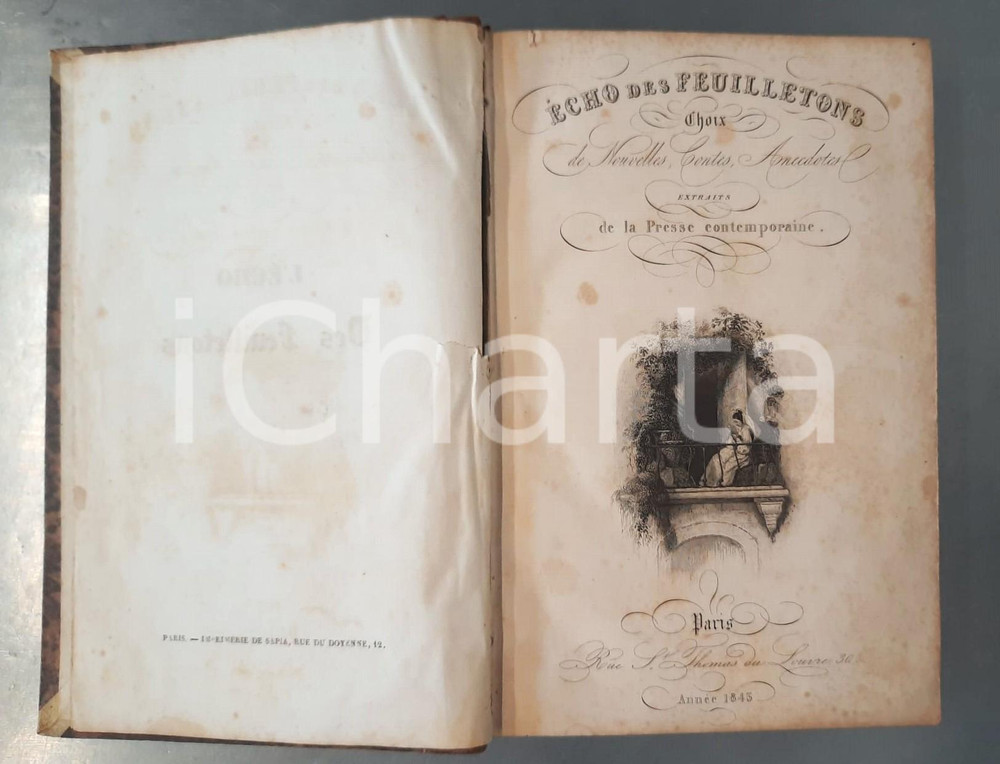 Libro, pubblicazione d epoca 1843 JeanBaptiste FELLENS L Ã©cho des feuilletons Alexandre DUMAS DE LAVERGNE 1