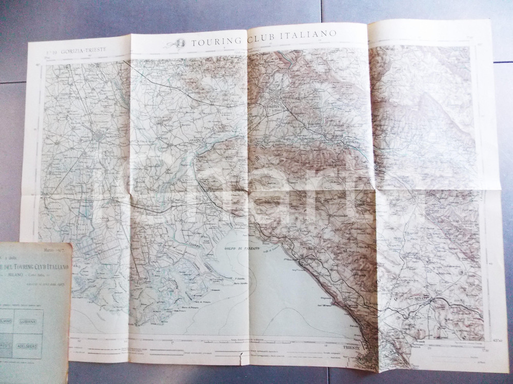 Mappa, planimetria storica Marzo 1917 TCI Carta della guerra FRONTE GIULIA GORIZIATRIESTE 60x40 cm 1