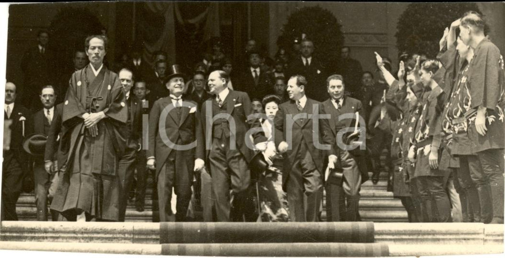 Fotografia d'epoca originale 1930 ROMA Benito MUSSOLINI inaugura Esposizione Arte Giapponese *Fotografia 1