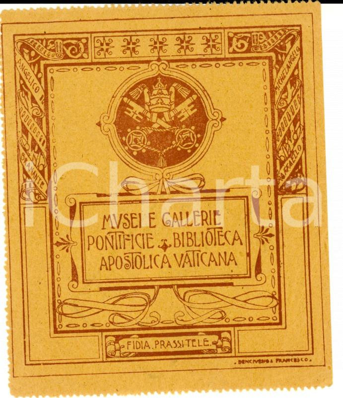 Oggetto da collezione cartaceo 1925 ROMA Musei e gallerie pontificie  Biblioteca VATICANA Biglietto 1