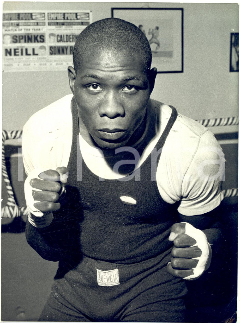 1960 LONDON BOXE Sonny RAY during training at Cambridge Gymnasium *Photo 15x20