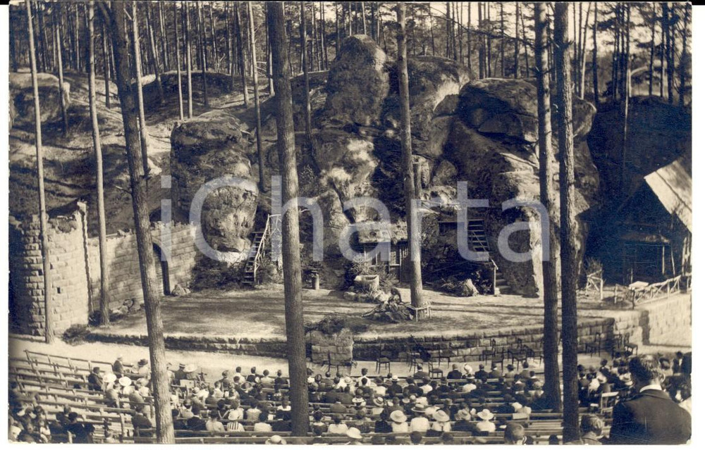 Cartolina originale da collezione 1921 AUSTRIA Spettacolo teatrale nei boschi Fotografia ROETZL FP VG 1