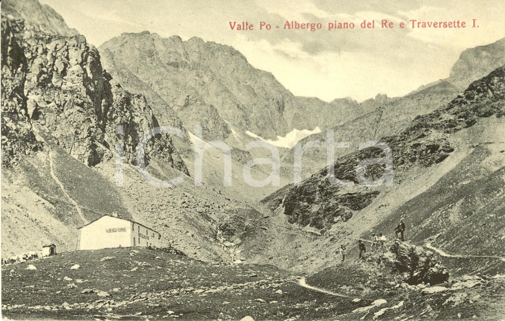 Cartolina originale da collezione 1920 ca VALLE PO CN Albergo PIANO DEL RE e TRAVERSETTE I Cartolina FP NV 1