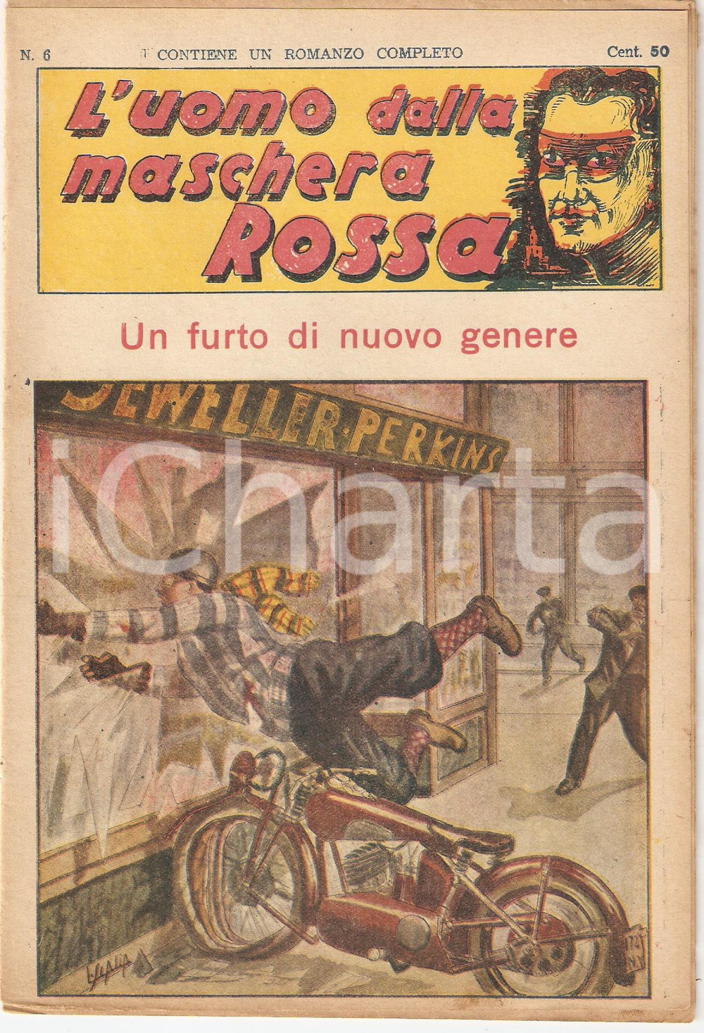 Giornale, rivista storica 1936 L'UOMO DALLA MASCHERA ROSSA Un furto di nuovo genere *Rivista n°6 1
