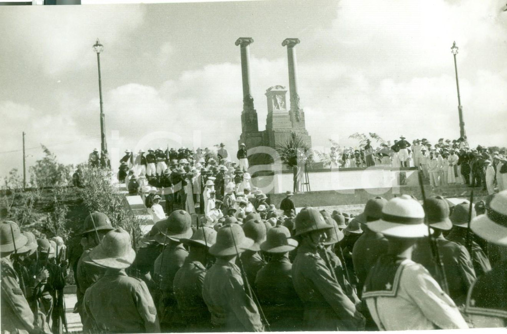 Fotografia d epoca originale 1936 MOGADISCIO SOMALIA AOI Esercito coloniale celebrazione del XXIII MARZO 1