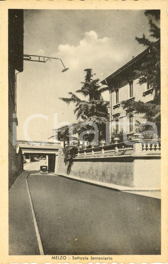 Cartolina originale da collezione 1942 MELZO MI Sottovia ferroviario Cartolina postale ANIMATA con auto FP NV 1