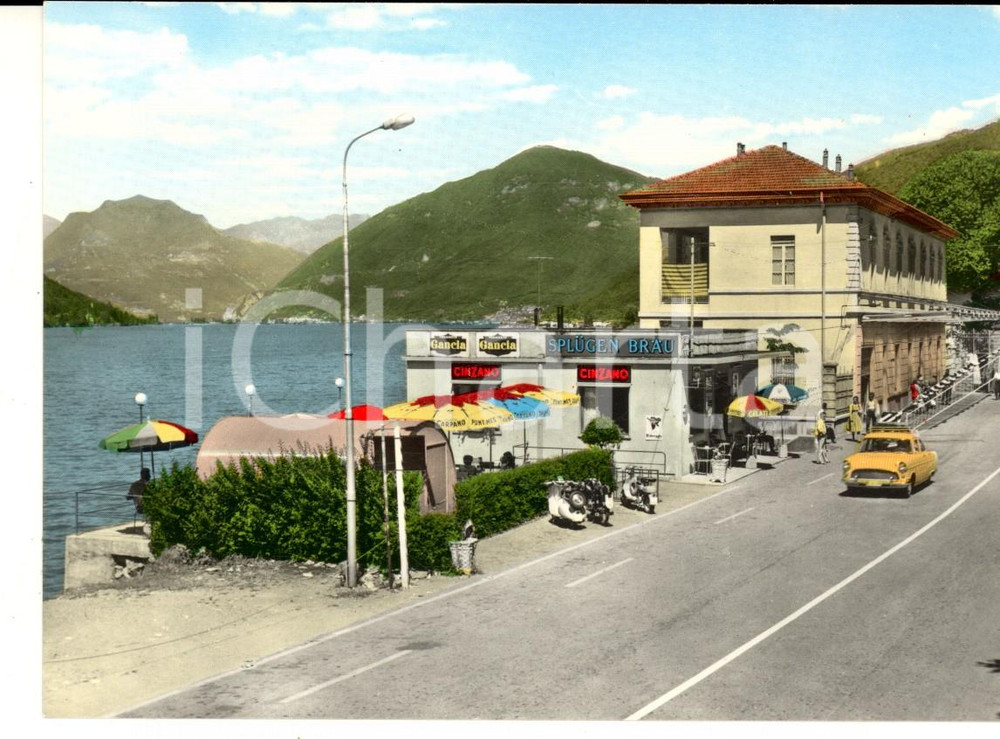 Cartolina originale da collezione 1960 ca PORTO CERESIO Confine italosvizzero Cartolina pubblicità CINZANO FG NV 1