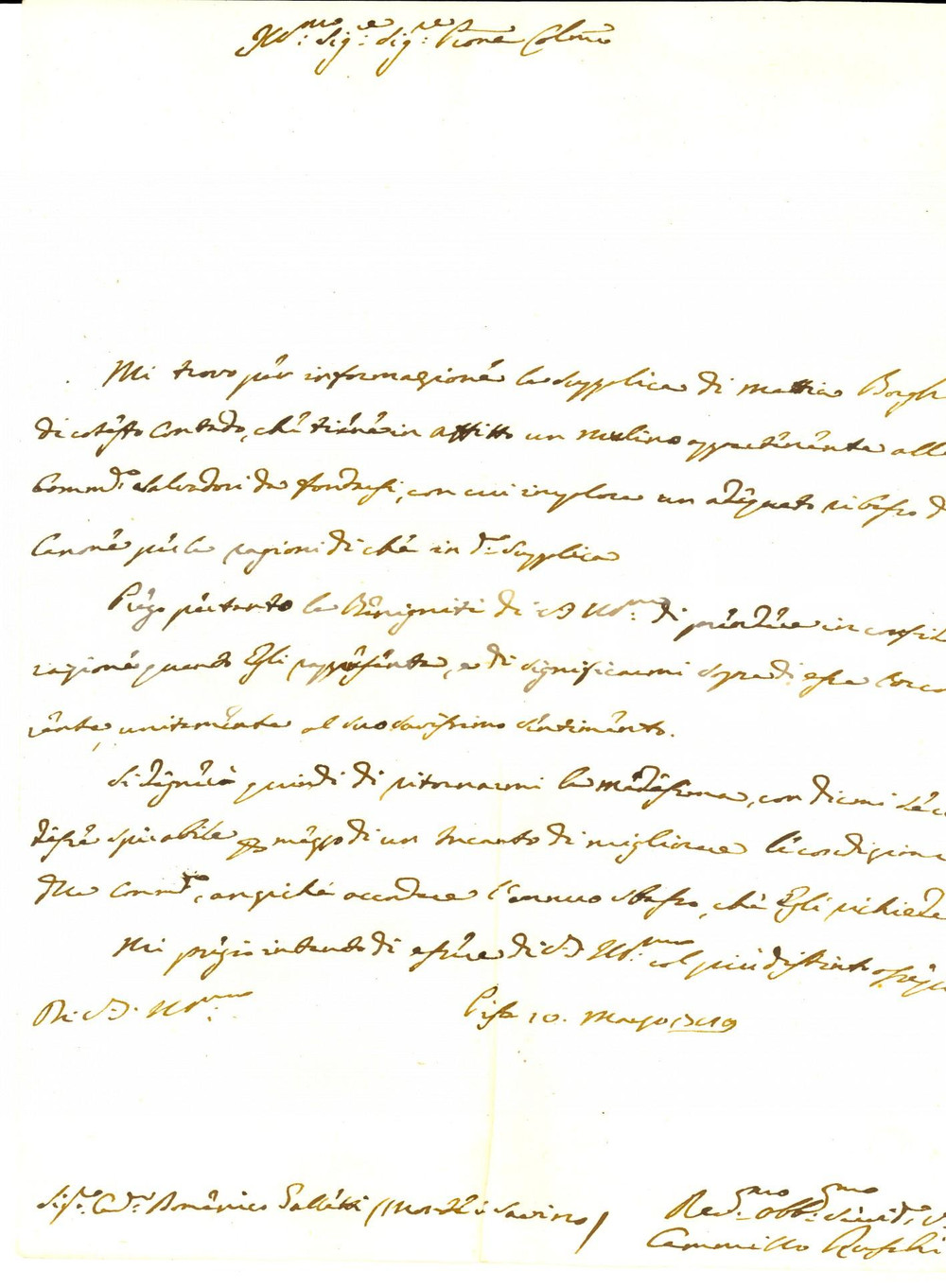 Documento originale, autentico 1789 PISA Camillo RUFILLI sulla supplica di Matteo BORGHI, affittuario di mulino 1