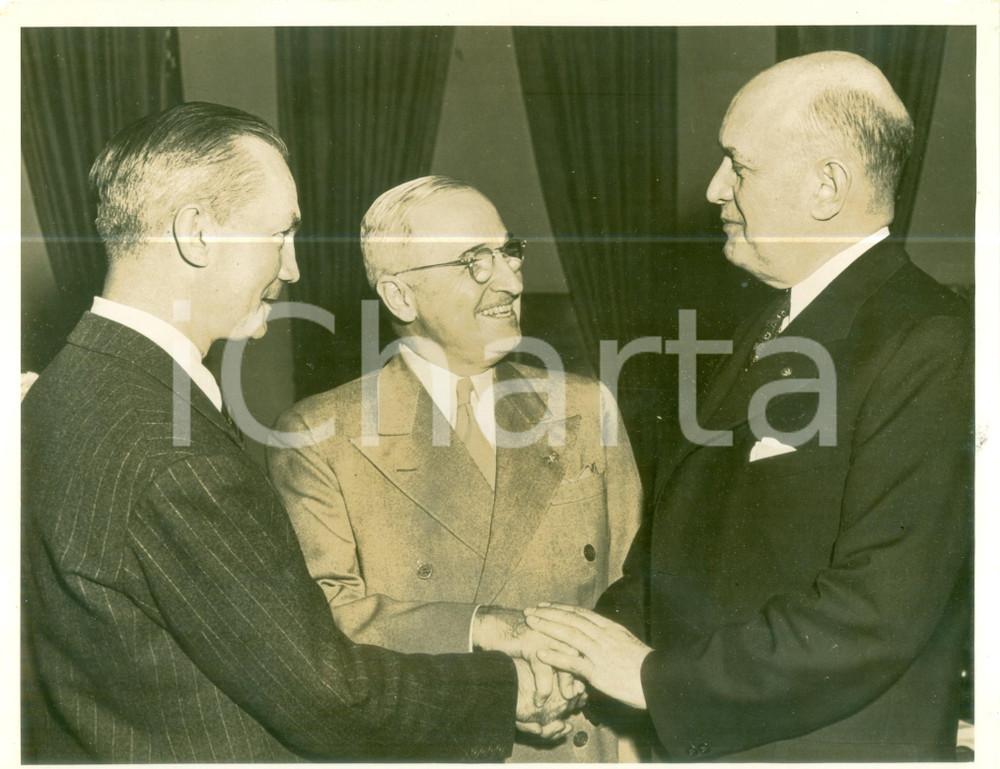 Fotografia d epoca originale 1949 WASHINGTON USA Harry S. TRUMAN Louis A. JOHNSON James FORRESTAL Foto 1