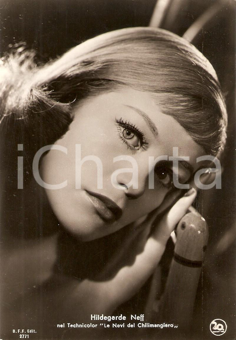 Cartolina originale da collezione 1952 NEVI DEL KILIMANGIARO Hildegard KNEF nel film di Henry KING Cartolina 1