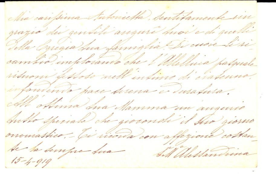 Documento originale, autentico 1919 MILANO Istituto ORSOLINE Biglietto suor Maria Alessandrina a un allieva 1