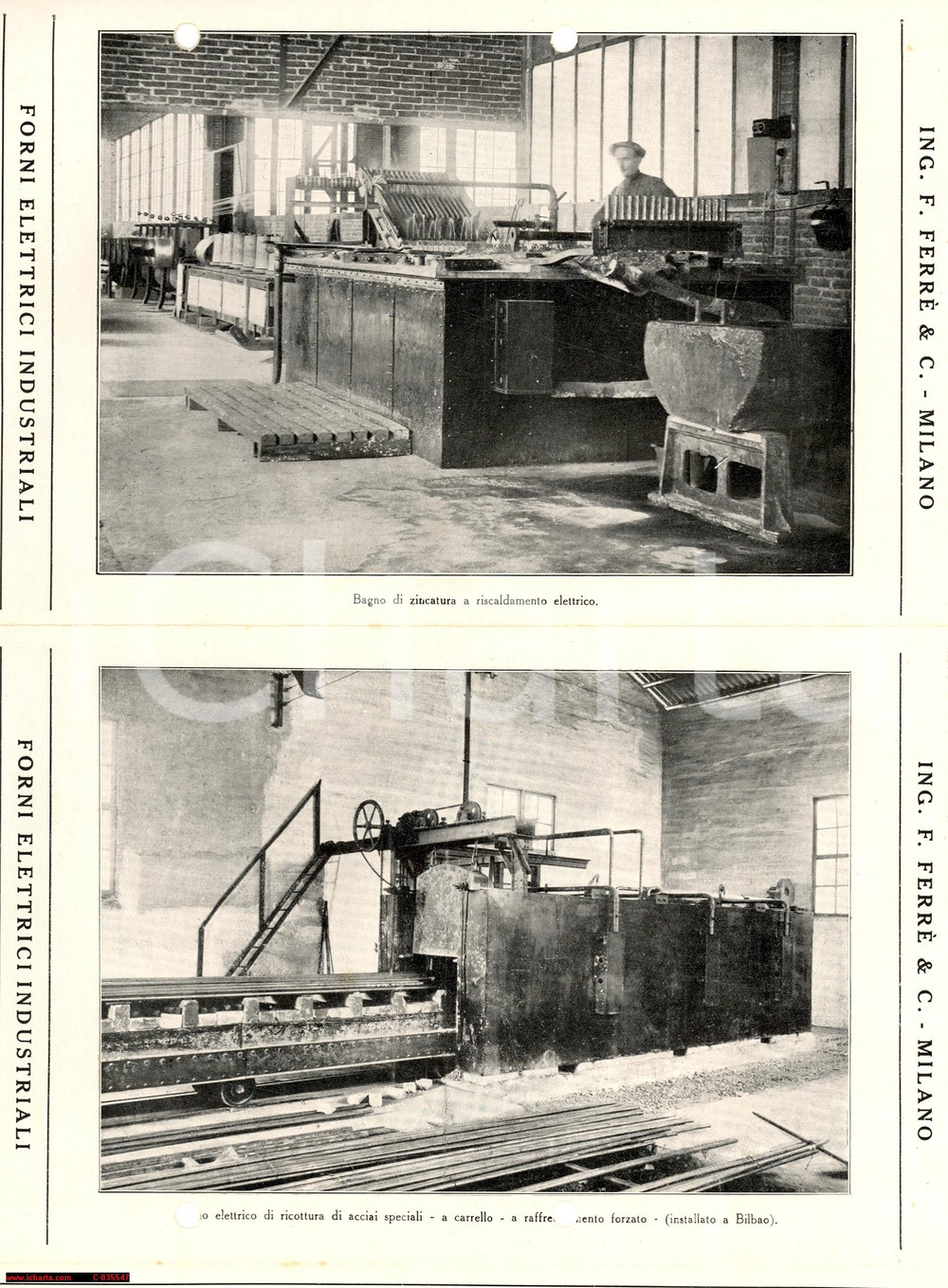 Materiale pubblicitario d’epoca 1930 Ing. F.FERRE' MILANO Forni industriali 1