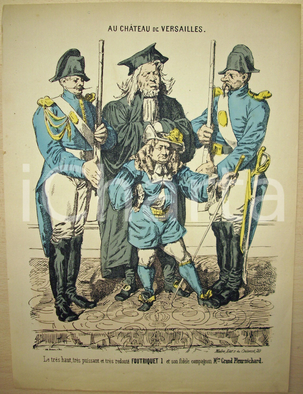 Stampa, bozzetto originale 1870 Caricatura AU CHÃ‚TEAU  DE VERSAILLES Foutriquet 1 1