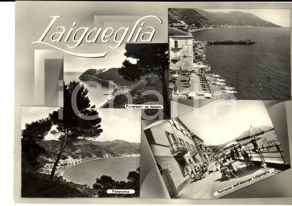 Cartolina originale da collezione 1953 LAIGUEGLIA (SV) Vedutine con terrazza albergo LAIGUEGLIA *Cartolina FG 1