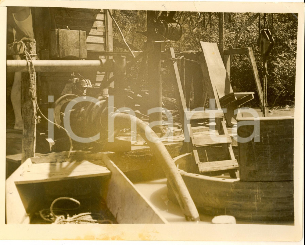 Fotografia d epoca originale 1935 ca BRISTOL USA Apalachicola River  Recupero relitto della nave Alice 1