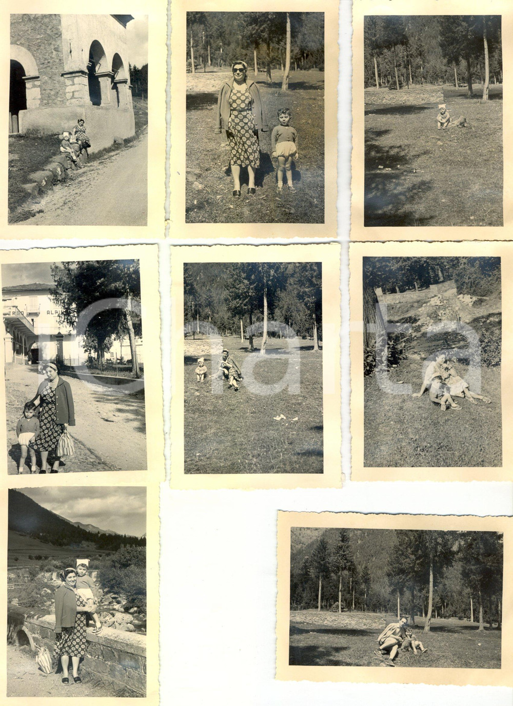 Fotografia d epoca originale 1952 SCHILPARIO BG Lotto 8 foto VINTAGE Famiglia in gita ALBERGO ALPINO 1