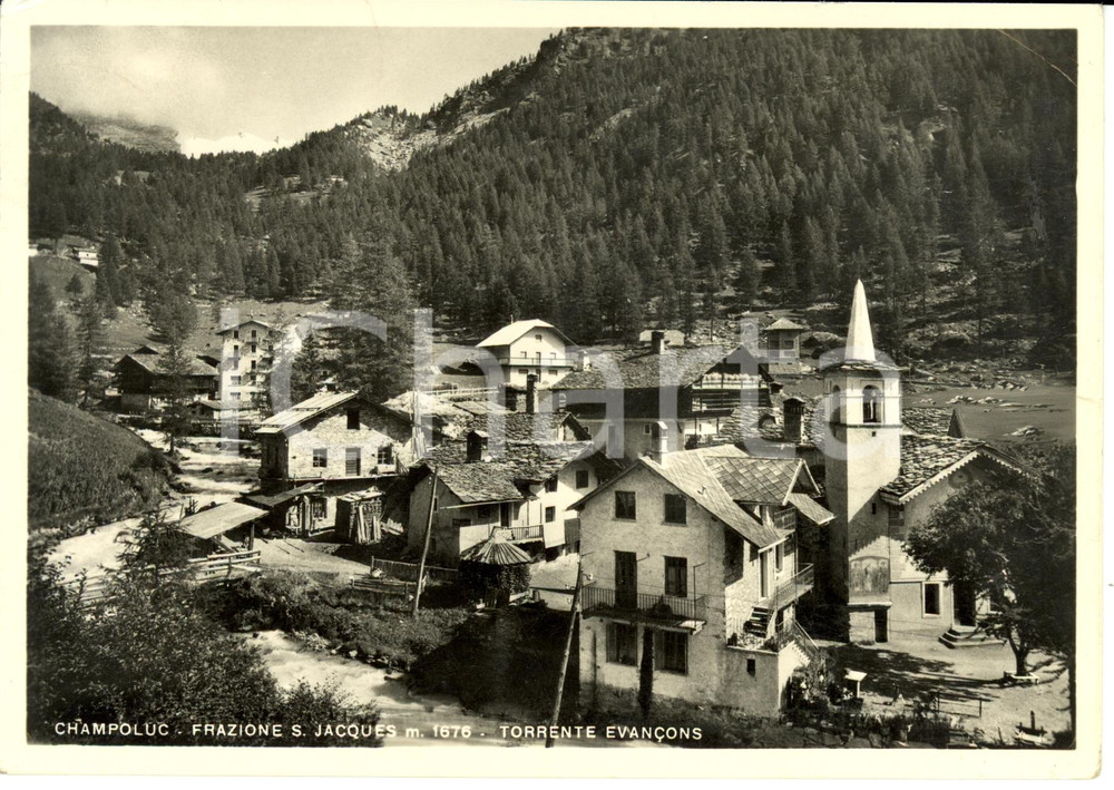 Cartolina originale da collezione 1949 CHAMPOLUC Frazione S. JACQUES (AO) Torrente Evancons *Cartolina FG VG 1