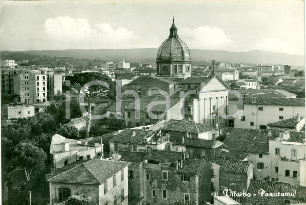 Cartolina originale da collezione 1957 VITERBO Panorama Cupola Santuario di SANTA ROSA 1