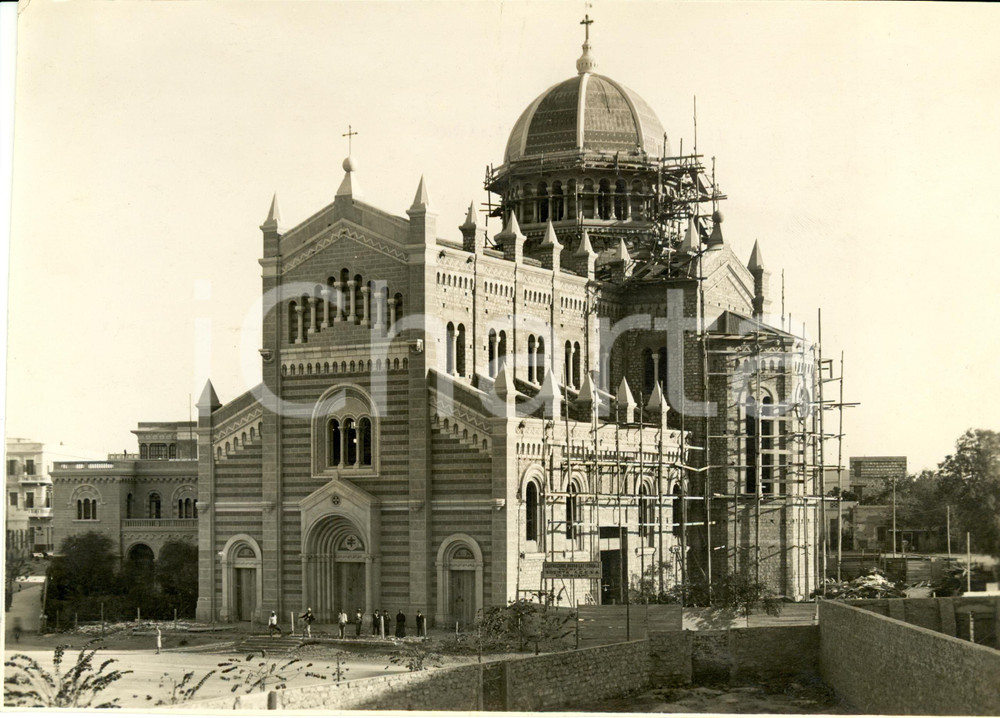 Fotografia d epoca originale 1925 ca TRIPOLI LIBIA Colonialismo italiano cattedrale in costruzione Foto 1