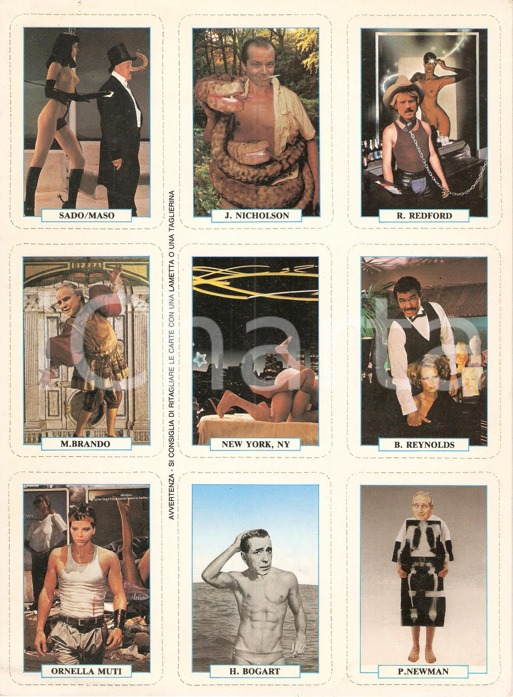 Oggetto da collezione cartaceo 1985 PLAYMEN Lotto 9 carte da gioco GOLIARDICHE EROTICHE Ill. A. PISTACCHI 1