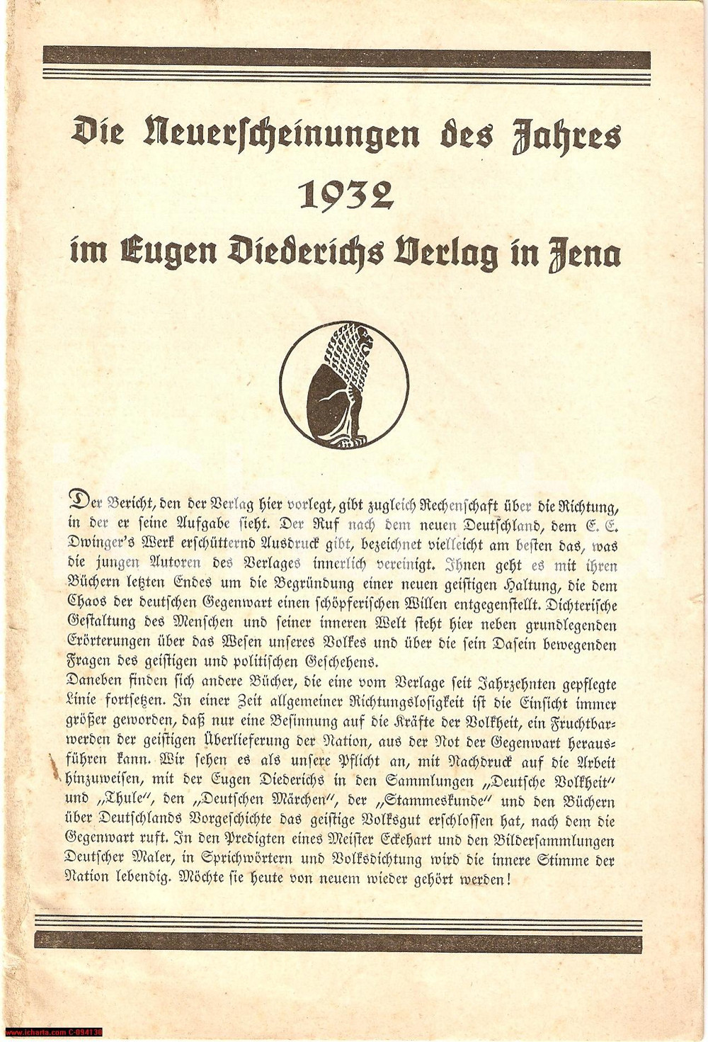 Oggetto da collezione cartaceo 1932 Jena Neuerscheinungen Eugen Diederichs Verlag Catalogo Editoriale Originale 1