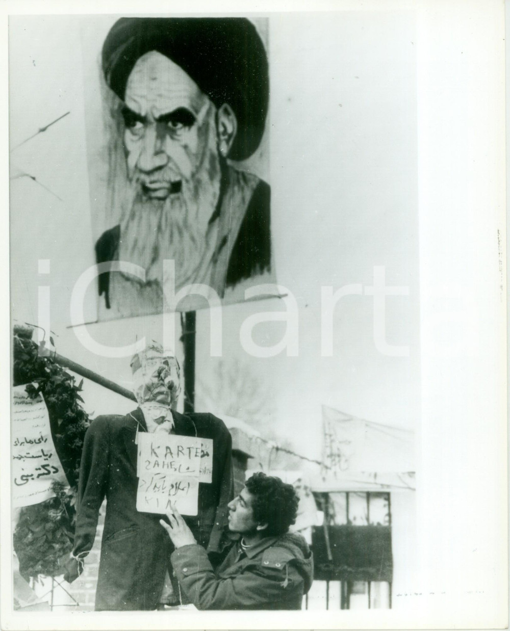 Fotografia d epoca originale 1979 TEHRAN IRAN Pupazzo di Jimmy CARTER a manifestazione per KHOMEINI Foto 1