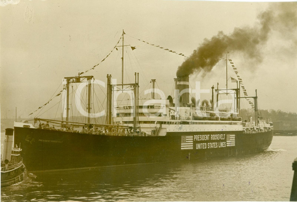 Fotografia d epoca originale 1940 U.S. NAVY WWII Nave PRESIDENT ROOSEVELT rimpatria americani da IRLANDA Foto 1