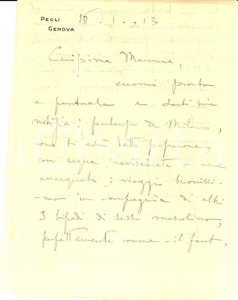 Autografo originale 1913 GENOVA PEGLI Felice TRIACA derubato dell'arrosto dal proprio cane *Lettera 1