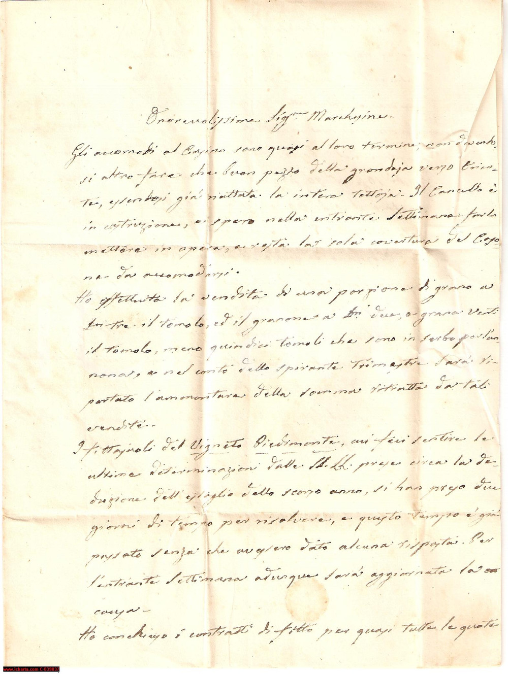 Manoscritto, lettera originale 1854 VALLO DI DIANO Accconodi al Casino per marchesa Geronima DE MARI Lettera 1