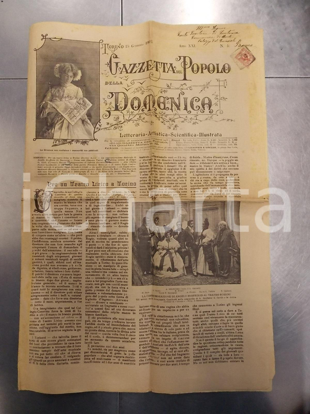 Giornale, rivista storica 1903 GAZZETTA DEL POPOLO Per un Teatro Lirico a TORINO Giornale ILLUSTRATO 1