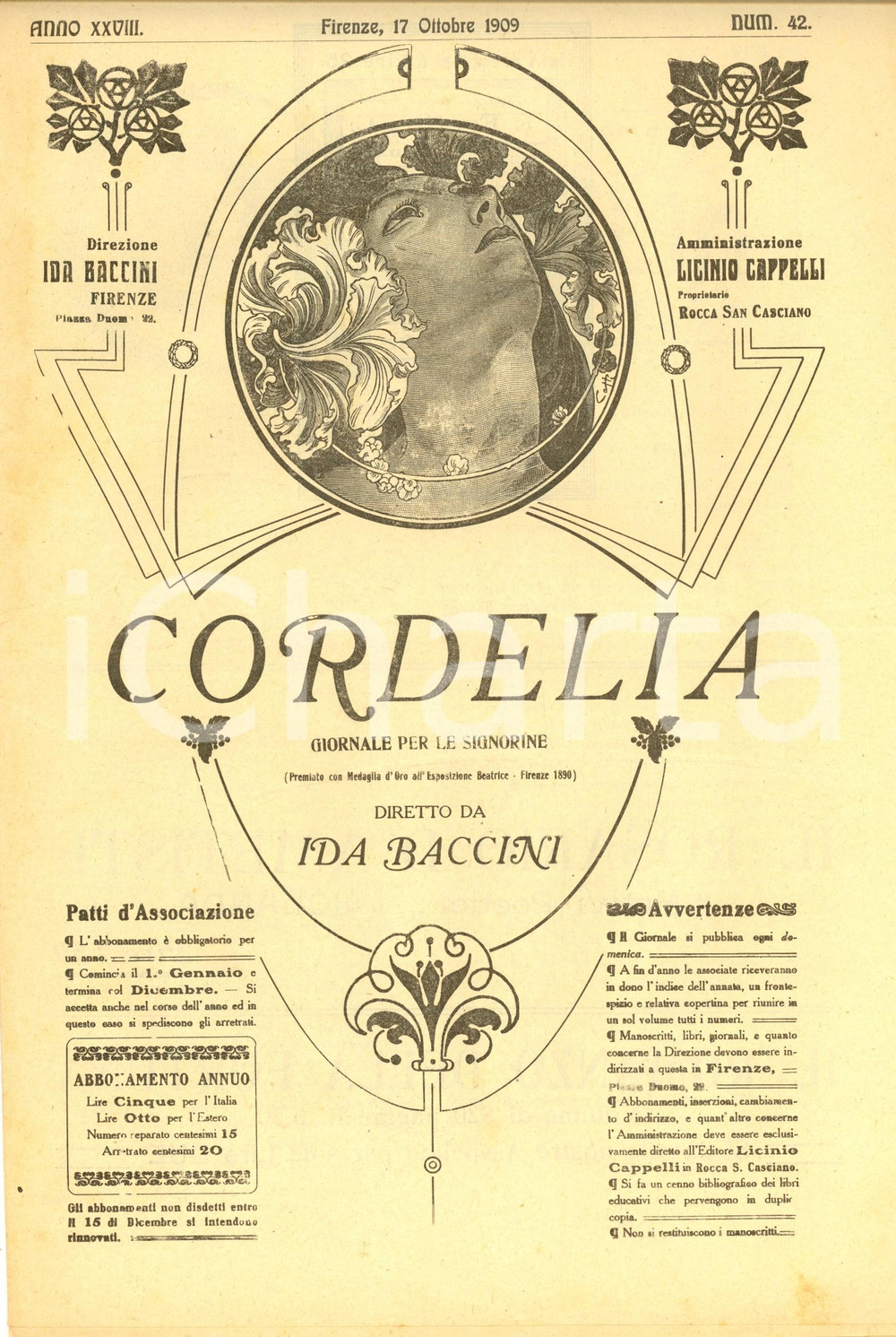 Giornale, rivista storica 1909 CORDELIA Da Alassio a Montecarlo Rivista anno XXVIII nÂ°42 1