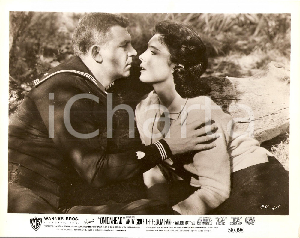 Fotografia d epoca originale 1958 ONIONHEAD Andy GRIFFITH bacia Erin O BRIEN Film Norman TAUROG Foto di scena 1