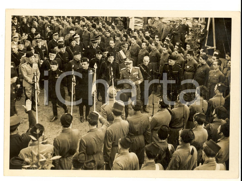 Fotografia d epoca originale 1938 GENOVA Ammiraglio Costanzo CIANO passa in rassegna i giovani Foto 18x13 1
