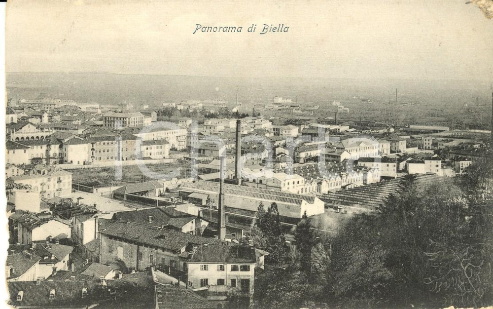 Cartolina originale da collezione 1920 ca BIELLA Veduta panoramica della cittÃ  con fabbriche Cartolina FP NV 1