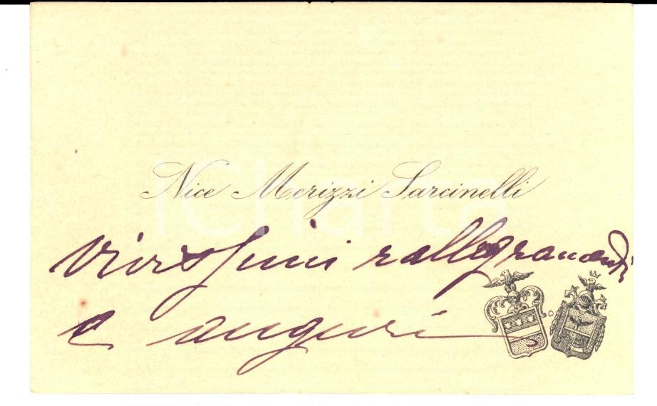 Oggetto da collezione cartaceo 1920 ca SONDRIO Biglietto da visita Nice SARCINELLI MERIZZI Autografo 1