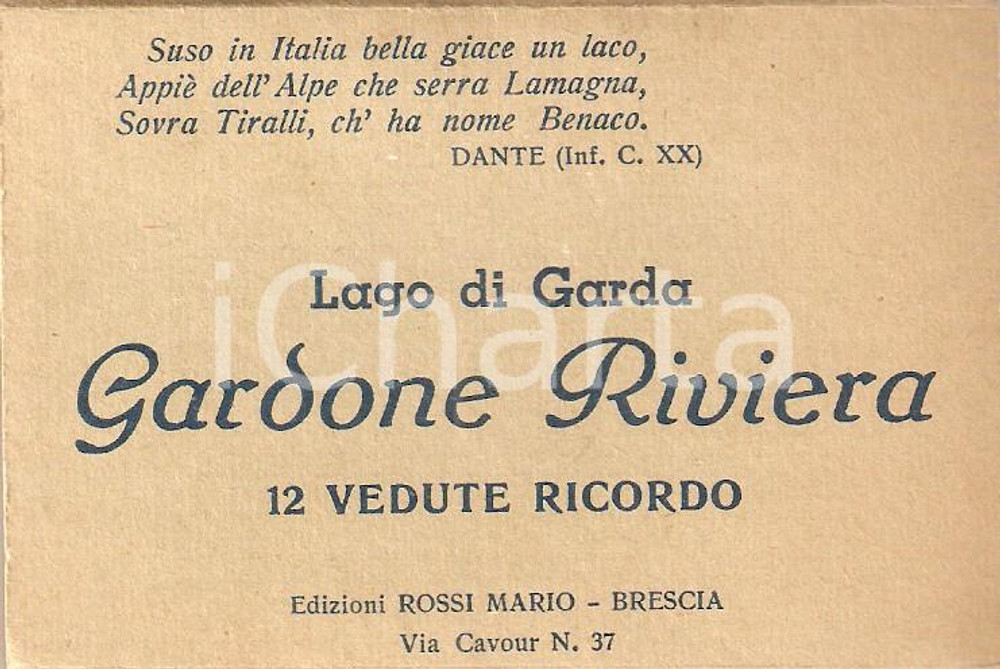 Cartolina originale da collezione 1955 ca GARDONE RIVIERA (BS) Lago di Garda Panorama *12 fotografie seriali 1