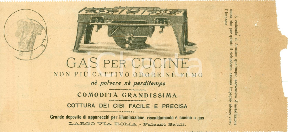 Documento originale, autentico 1904 GENOVA Gas per cucine AUER Bolletta ILLUSTRATA DANNEGGIATA 1