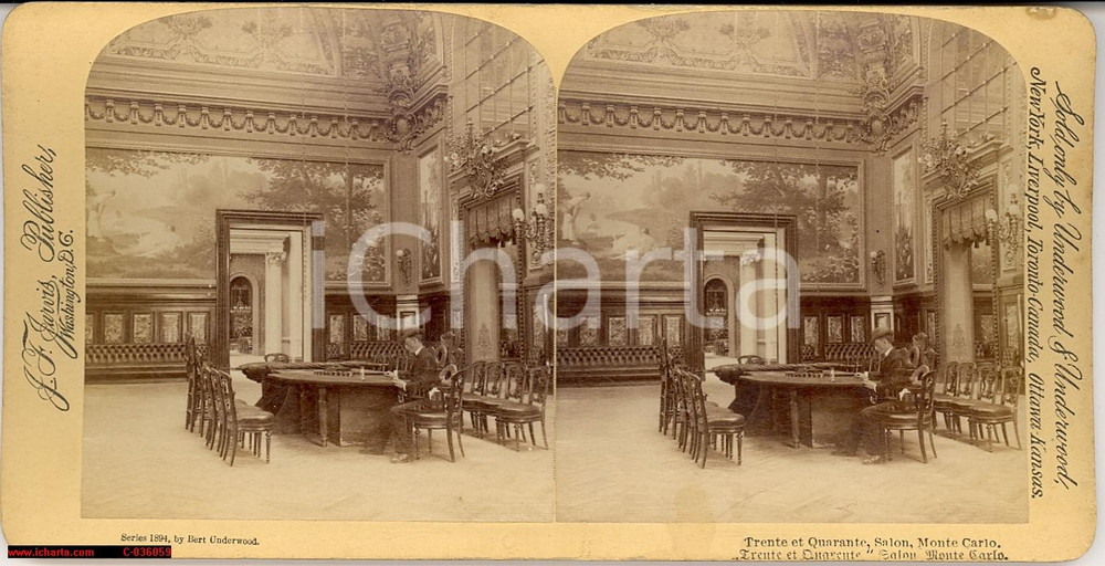 Fotografia d epoca originale 1894 CASINO DI MONTECARLO CASINO Sala del trente et quarante Fotografia 1